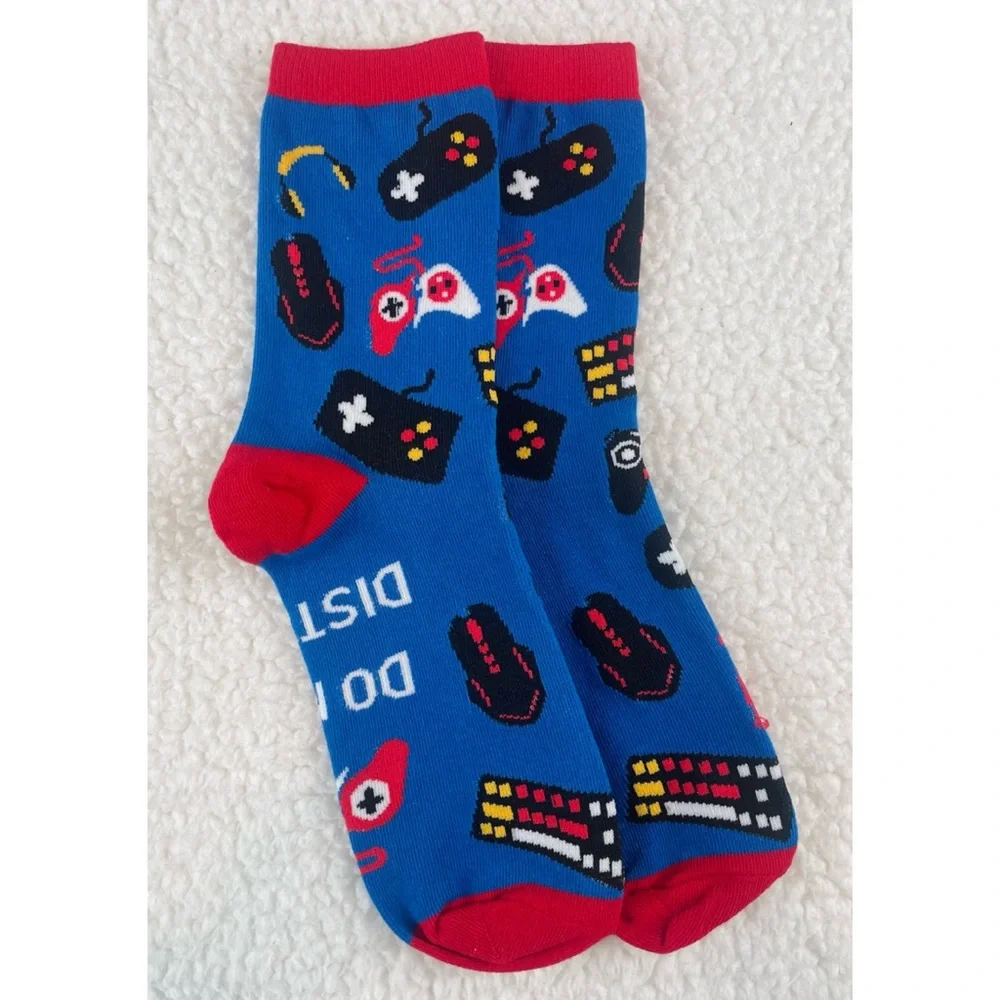 (NWOT) Blue/Red Novelty Gamer Tall Socks